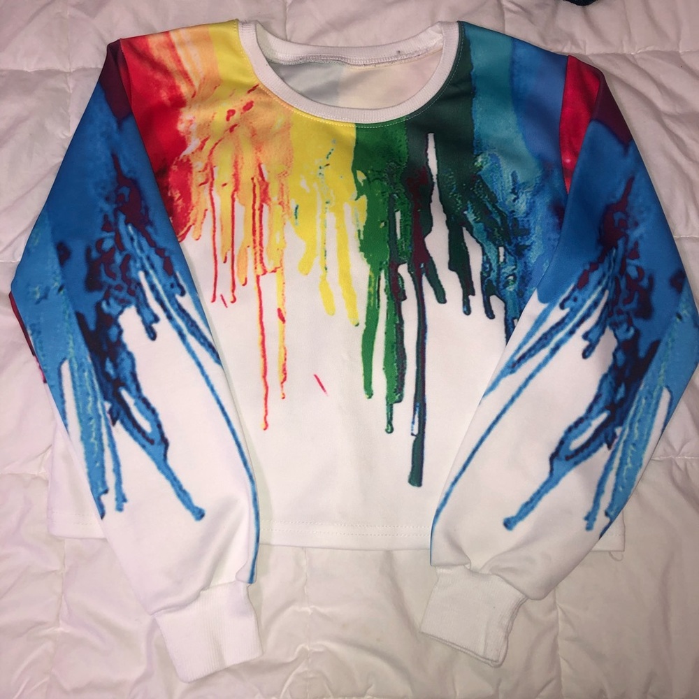 Paint drip white pull-over